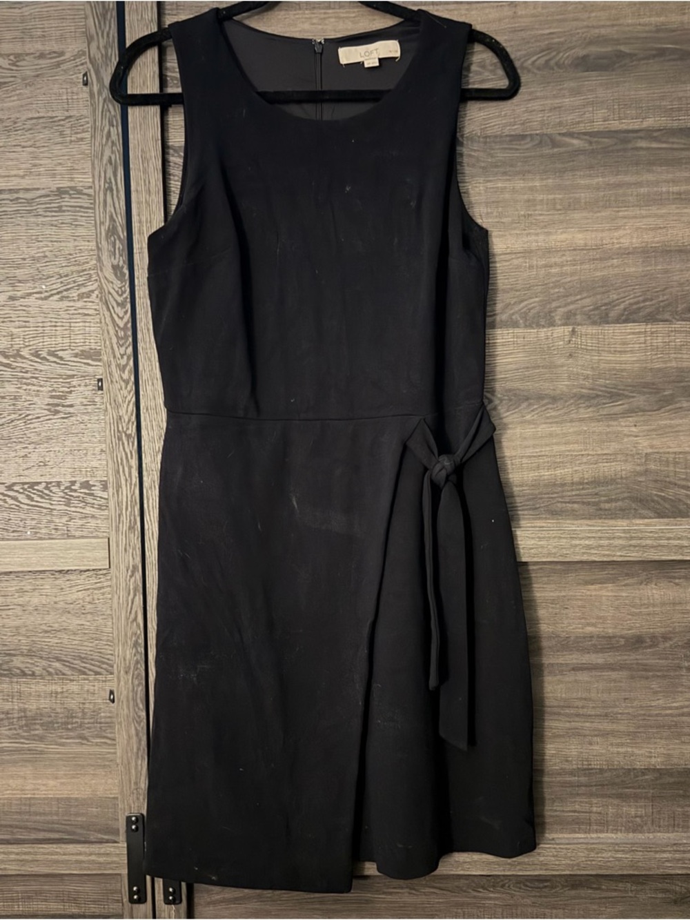 LOFT Black Sleeveless Tie-Waist Midi Dress